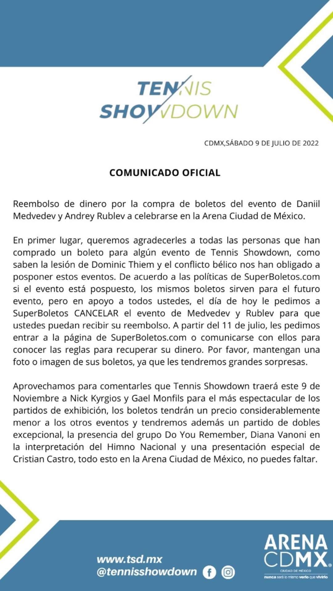 Tennis Showdown reembolso