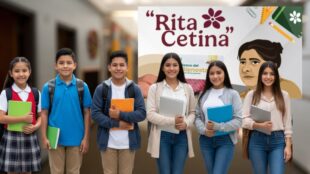 Beca Rita Cetina. Cortesia Gobierno de México, Canva, Gemini IA