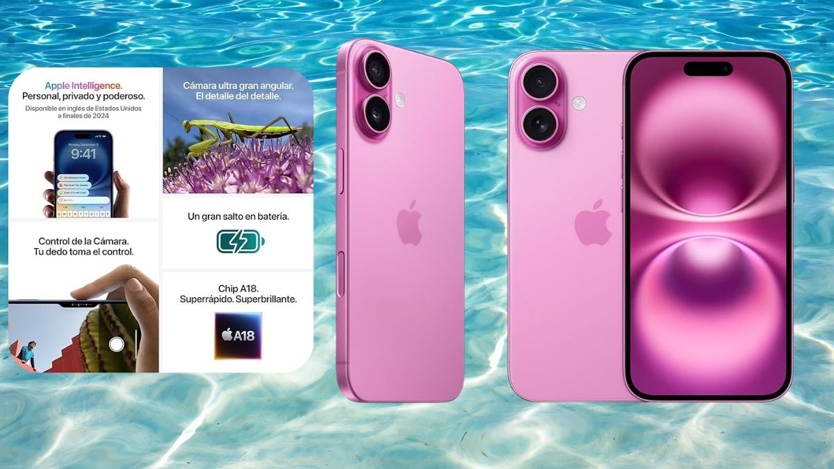 iPhone 16 Rosa. Imagen Amazon, Canva, iPhone