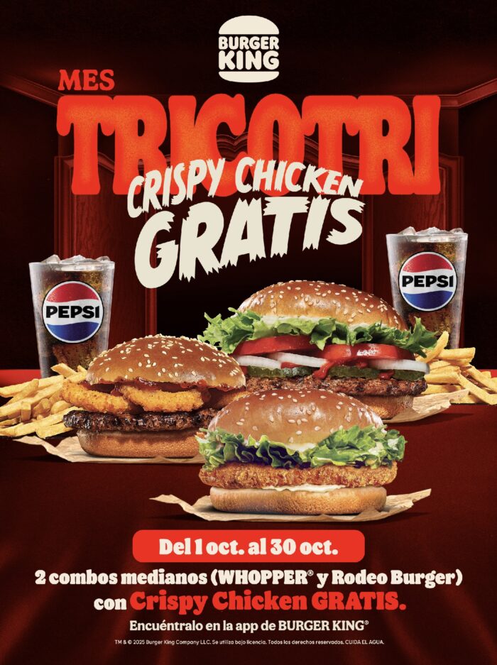 La promoción "TricoTri" de Burger King para celebrar el Halloween 2025. Foto: Cortesía Burger King México