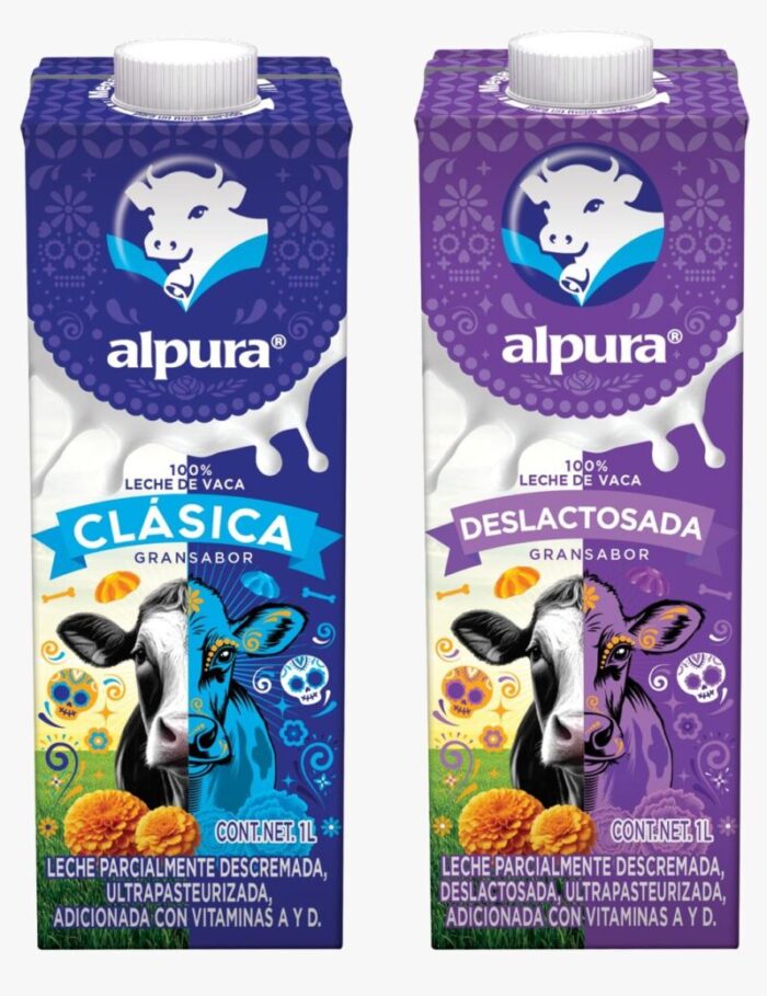 Alpura festeja el Día de Muertos con empaques de leche de edición especial y limitada. Conoce su diseño. Foto: Cortesía Alpura