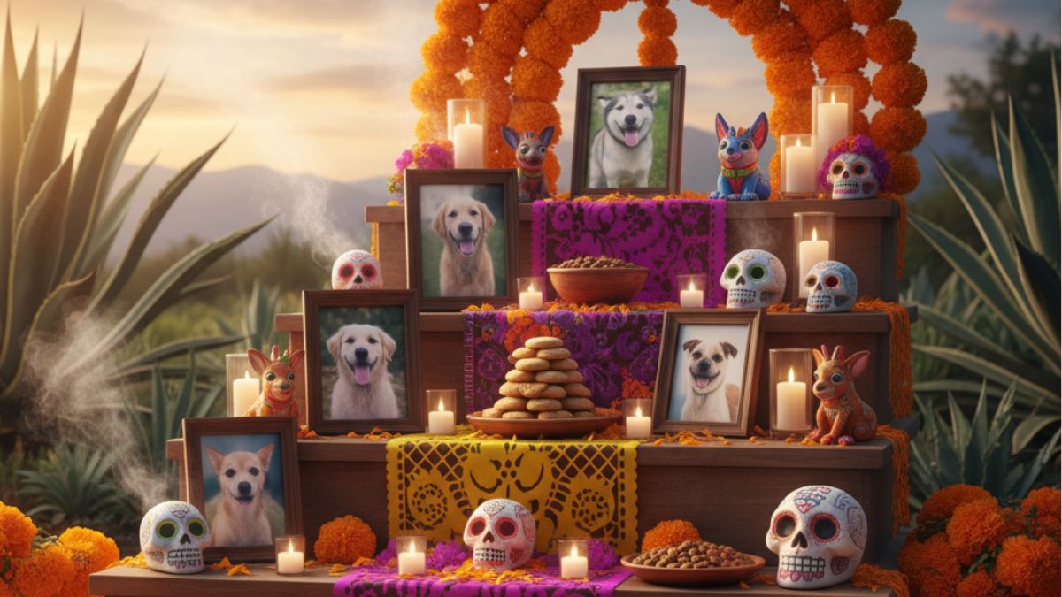 Día de Muertos para perritos muertos. Imagen Gemini IA