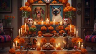 Día de Muertos mascotas. Imagen Gemini IA