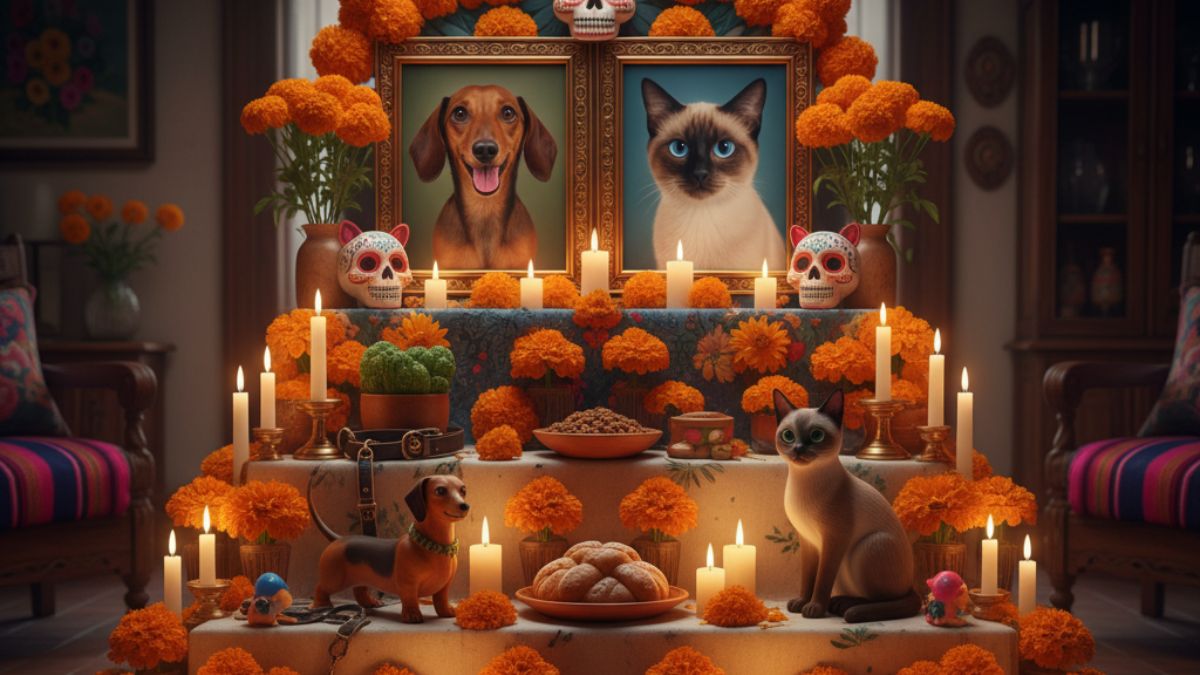 Día de Muertos mascotas. Imagen Gemini IA