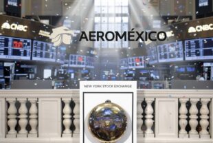 Aeroméxico cotiza en la Bolsa de Nueva York (NYSE). Imagen generada con Gemini.