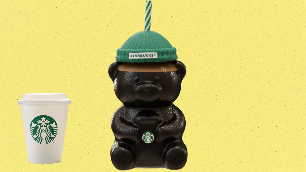 Oso Bearista Starbucks. Imagen Gemini IA, Canva