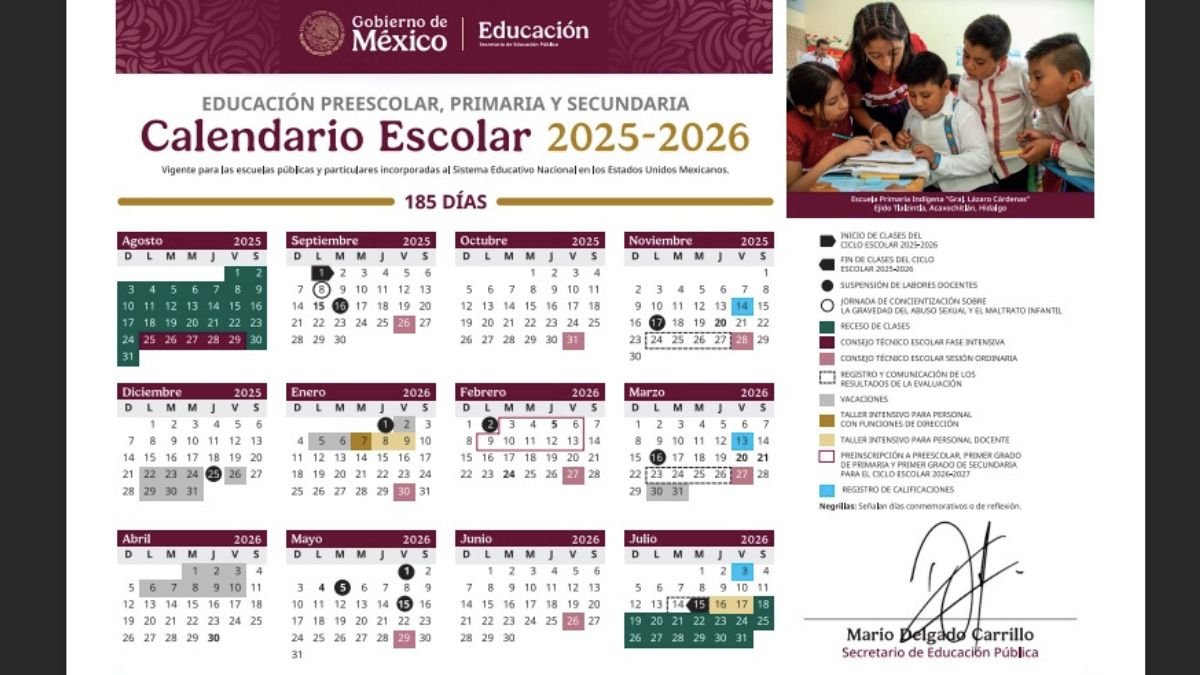Calendario SEP 2025-2026. Cortesía SEP