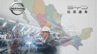 BYD y Nissan por Aguascalientes, adiós a Civac. Imagen Gemini IA con imagenes de marcas