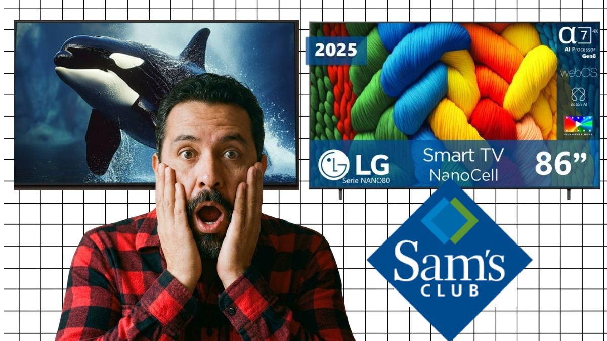 Sam's Telvisión Oferta. Imagen Sam's, Canva, Gemini
