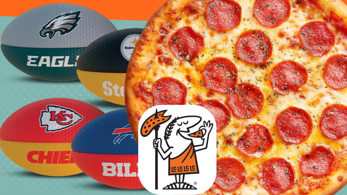 Little Caesars Super Bowl 2026 balones. Cortesía marca, Canva