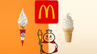 Helados chinos Mixue vs cono McDonald's. Imagen con Canva y fotos de marcas