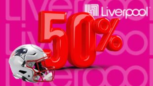 Liverpool Gran Barata Super Bowl. Imagen marca, Gemini IA, Canva