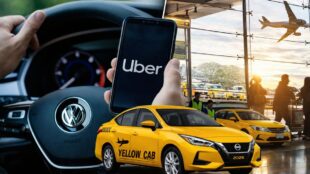Taxistas del AICM vs Uber. Imagen Gemini IA