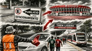 Estadio Azteca estacionamiento. Imagen IA