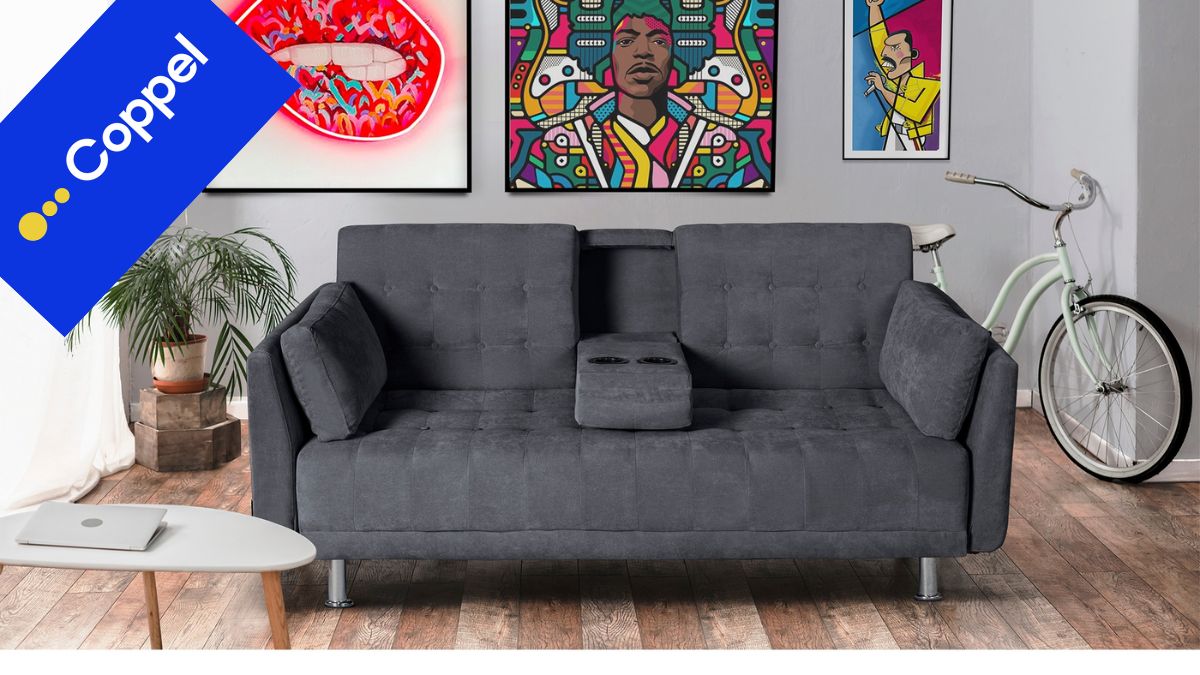 Coppel remata sofa cama matrimonial Velvet. Imagen de la marca