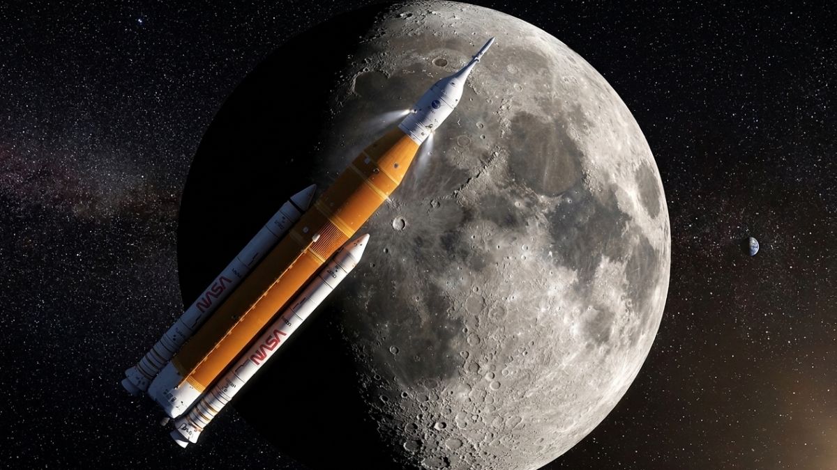 Artemis II en la luna. Imagen Nasa, IA