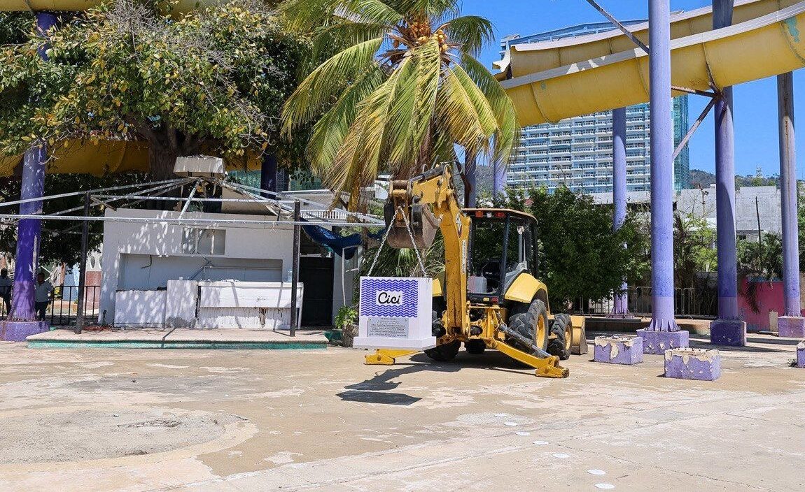 Colocación de la primera piedra del nuevo CICI AquaPark en Acapulco como parte de su reconstrucción turística. Foto: Cortesía Cici AquaPark.