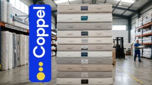 Coppel remata colchones. Imagen marca, IA, Canva