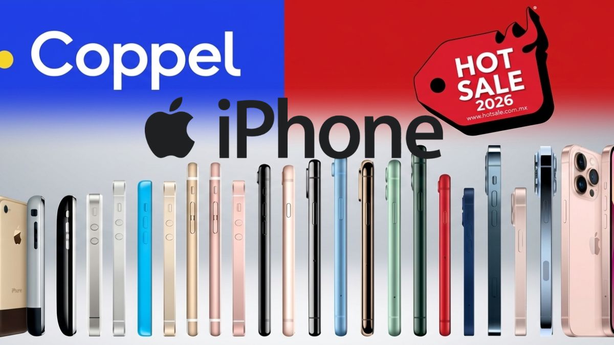 Coppel remata iphone de distintas generaciones. Imagen marcas, IA, Canva
