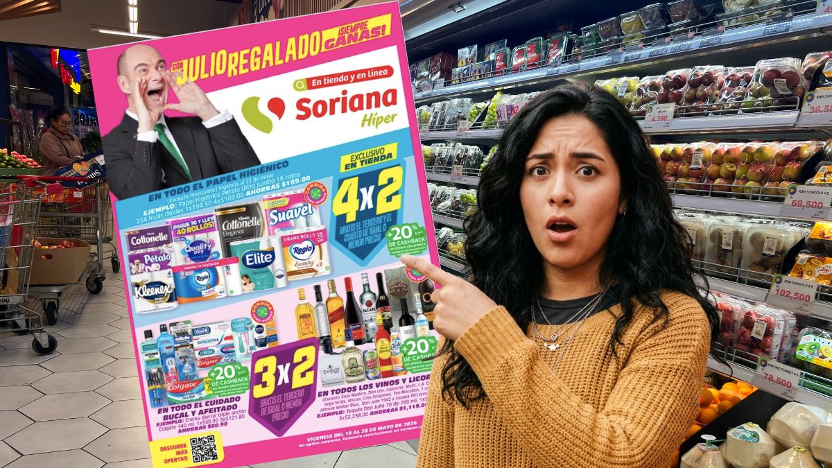 Soriana lanza por Julio Regalado folleto con 4x2. Imagen marca, Canva, IA (1)