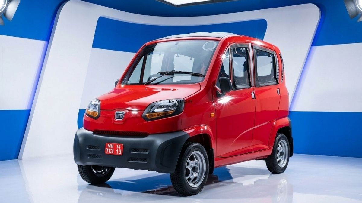 Bajaj RE 60 QUTE 2026. Imagen marca, IA, Canva