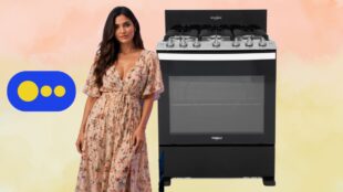 Coppel liquida estufa Whirlpool 6 quemadores. Imagen IA, Canva, Coppel, Whilpool
