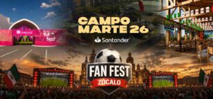 GRADA de Diageo, Campo Marte 2026 Santander y Fut Fest de Liverpool- así se vive el Mundial en CDMX. Foto: Cortesía / IA.