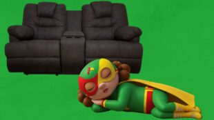 Bodega Aurrera sofa. Imagen marcas, IA, Canva.