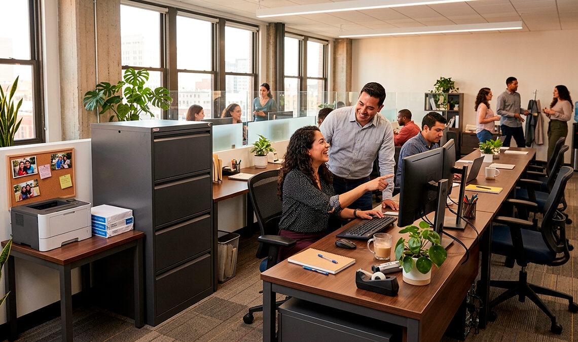 Sillas ergonómicas y archiveros como categorías de oficina de alta demanda en el retail especializado mexicano. Foto: IA.