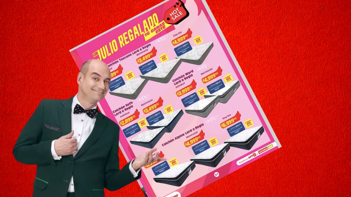 Julio Regalado de Soriana con descuentos en colchones. Imagen especial
