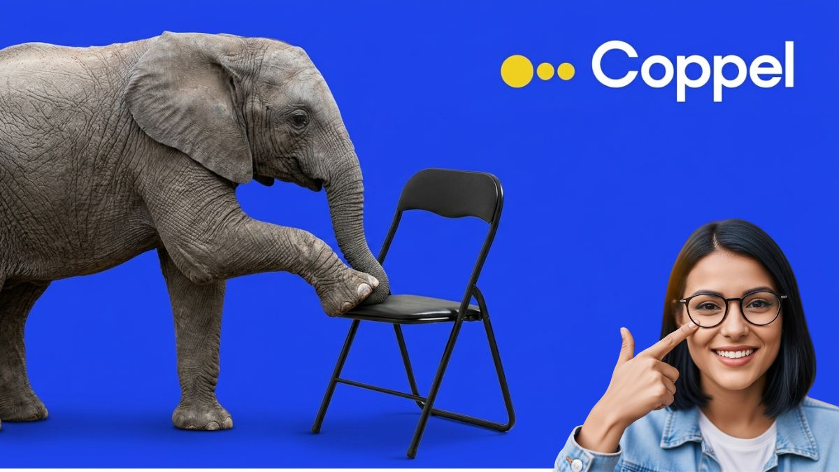 Coppel remata sillla Congo de PVC. Imagen marca, IA, Canva