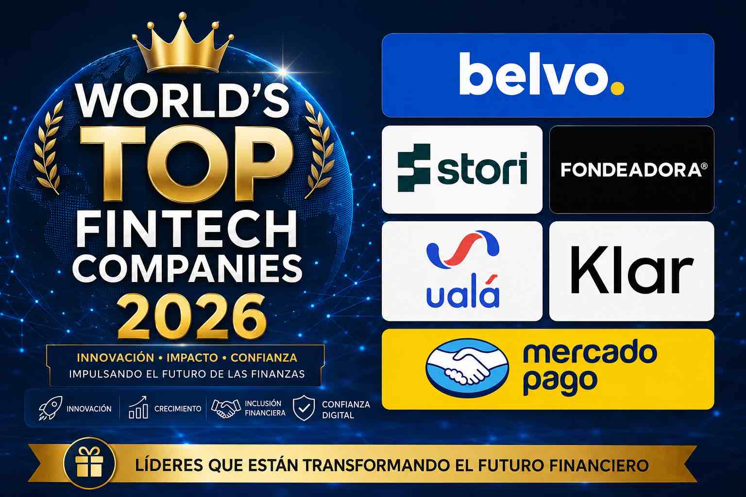 Aplicaciones de Mercado Pago, Klar, Stori y otras fintech reconocidas por CNBC en 2026. Foto: IA.